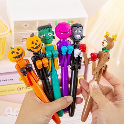 Funny Boxing Ballpoint Pen Blue Ink Creative Pumpkin Monster Santa Cluas Snowman Halloween Christmas Stationery Kids Gift