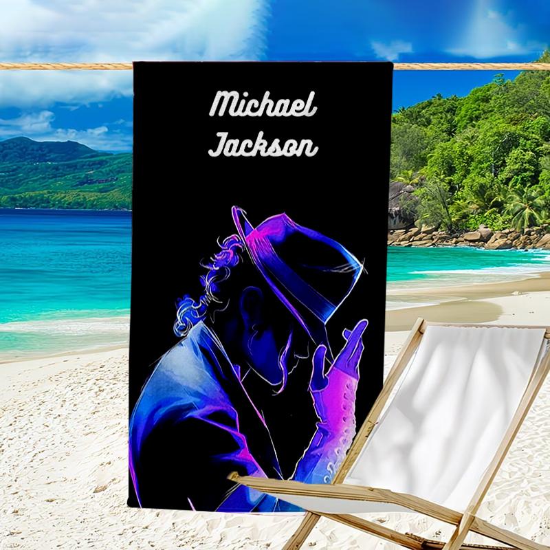 Beweis Strandtuch mit einem Michael Jackson Muster - weich, saugfähig, schnell trocknend, maschinenwaschbar - perfekt zum Schwimmen, Camping, Baden