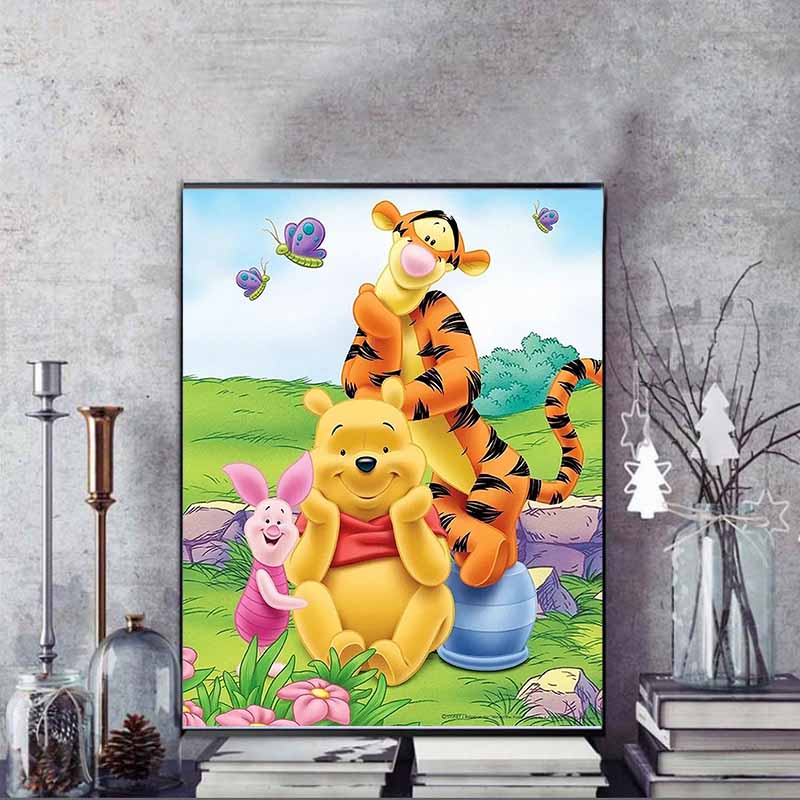 Disney Diamond Painting Winnie The Pooh and Friends Art Illustration Cross Stitch Hanging Printed Puzzle Mosaic Embroidery Home Decoration 5D DIY
