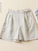 Plus Size Retro Solid Color Cotton Wide Leg Capris - Casual Linen Shorts for Women