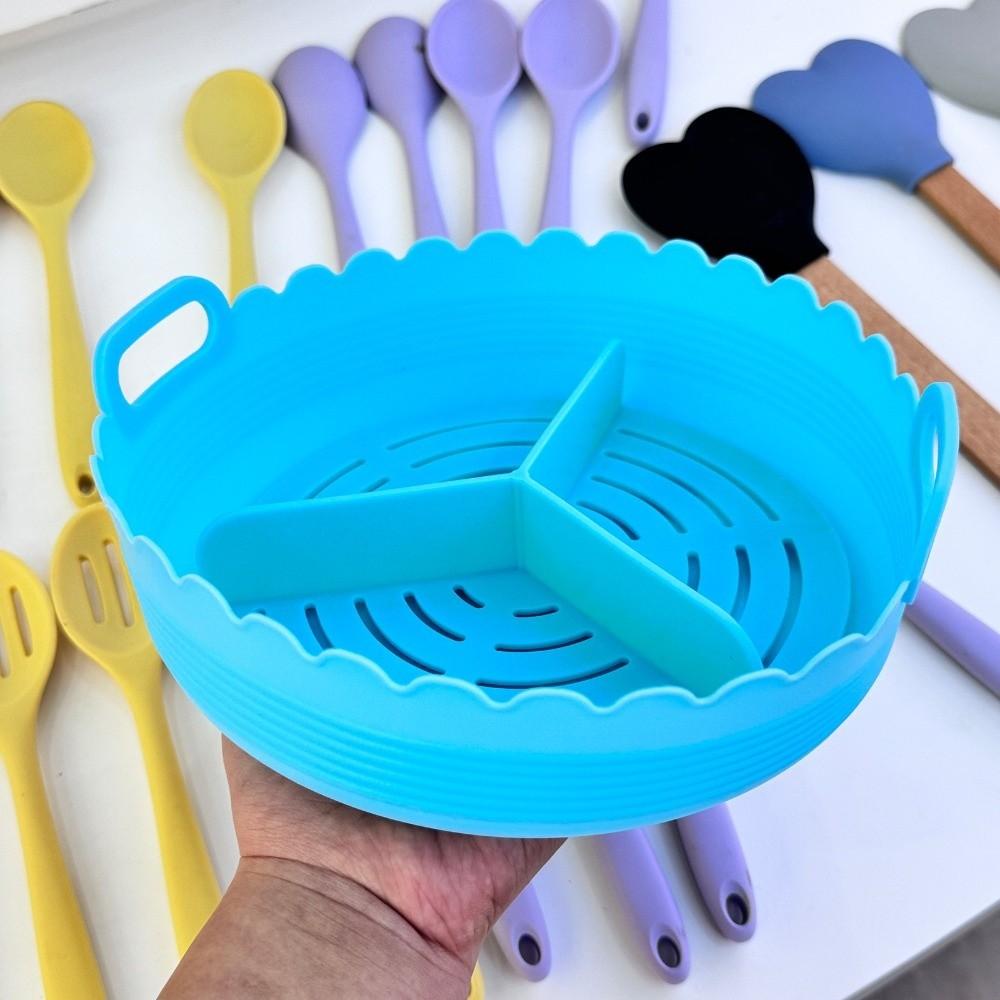Food-grade 3 Grids Oven Tray Multi-color Divided Airfryer Basket Silicone Air Fryer Liners Home