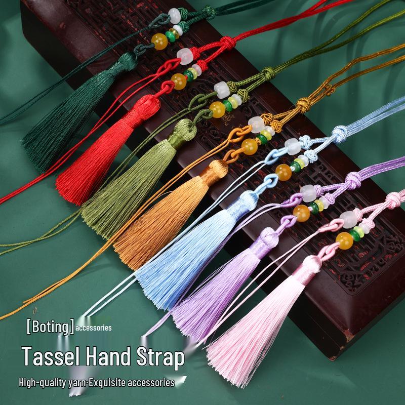 Exquisite Pearl and Jade Tassel Ornament with Pull Ring