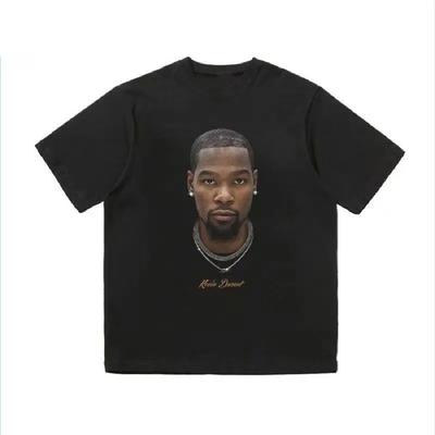 100% Cotton American NBA Star T-shirt Durant Big Head Print Short Sleeve Basketball Trendy Brand Summer Men and Women