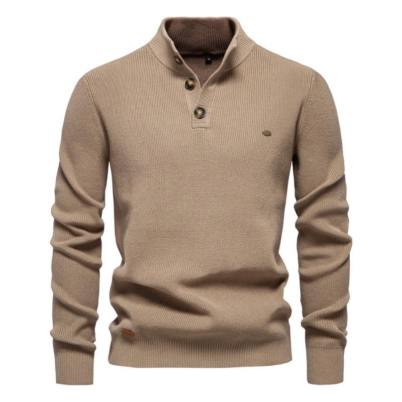 Men’s Euro Fit Half Zip Stand Collar Knit Sweater