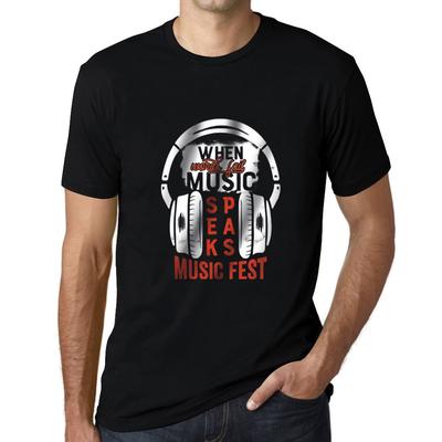 T-shirt grafica da uomo quando le parole falliscono La musica parla di un nero profondo