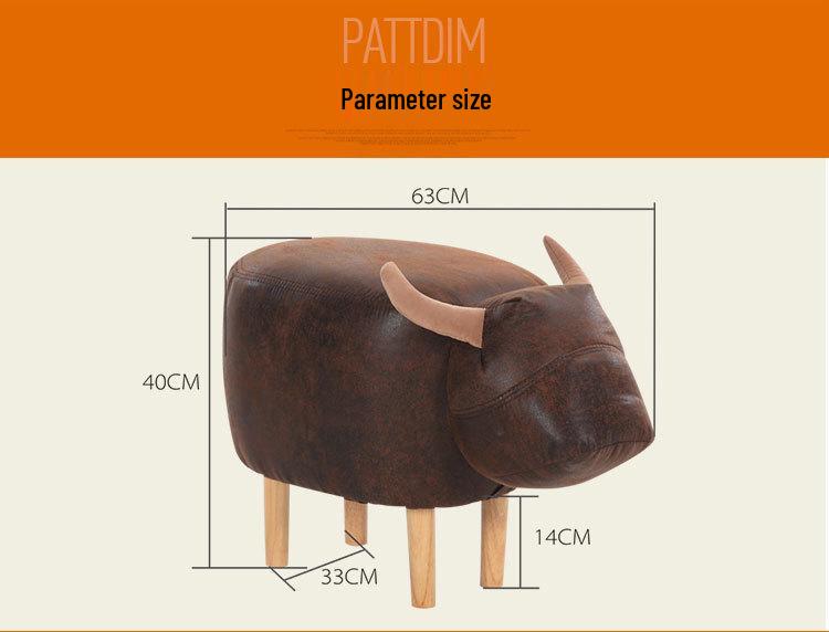 Cute Suede Cow Leg Stool: Solid Wood Footstool for Shoe Stores and Malls