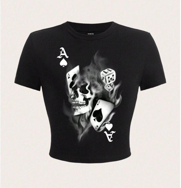 European station personalized retro street European and American style T-shirt women's alphabet printing navel top Spice girl sexy T-shirt
