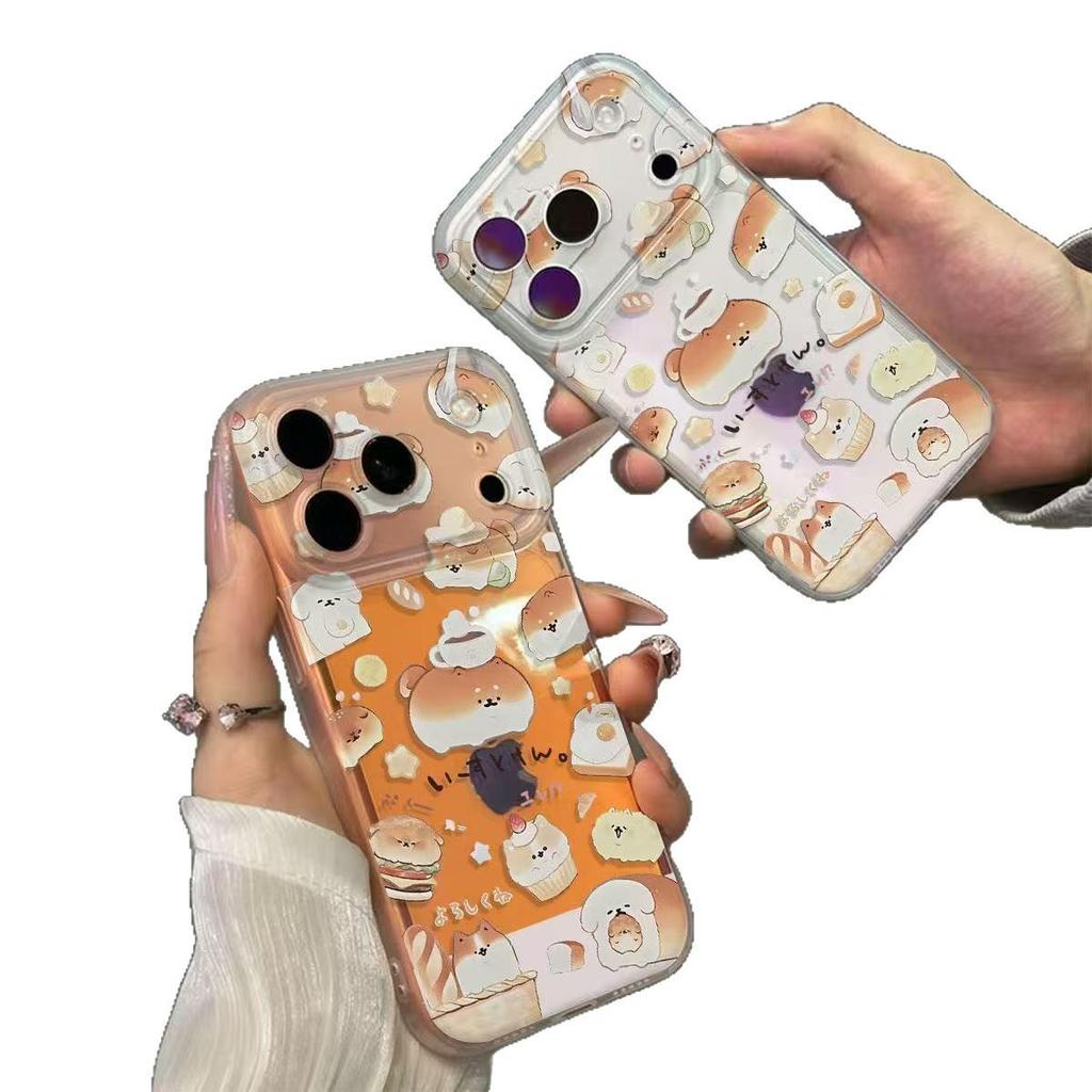 Frosted Cute Dessert Puppy Phone Case with Camera Button for Apple 11/12/13/14/15/16/17