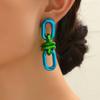 Retro Acrylic Oval Link Drop Earrings for Women New Trendy Metallic Colorful Geometric Chain Long Earring Punk Jewelry Gifts