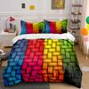 Woven Colorful Stripes Bedding Set For Kids Luxury Gift 3Pcs Digital Print Comforter Set Soft Comfortable Breathable