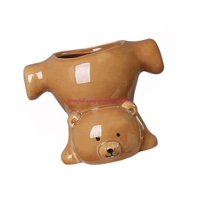 Novelty Upside Down Bear Planter Handcrafted Lovely Bear Plant Pot For Plant And Office Accessories