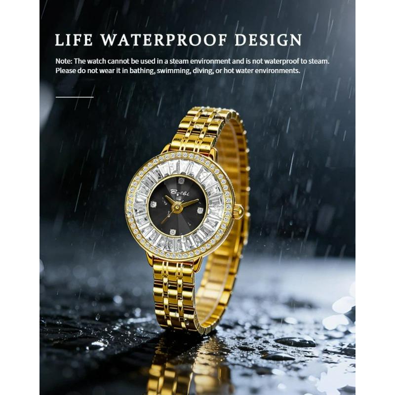 Fashion Ladies Quartz Watch with Sparkling Crystal Stainless Steel Bracelet Wristwatch Elegant Business Dress Watch for Women