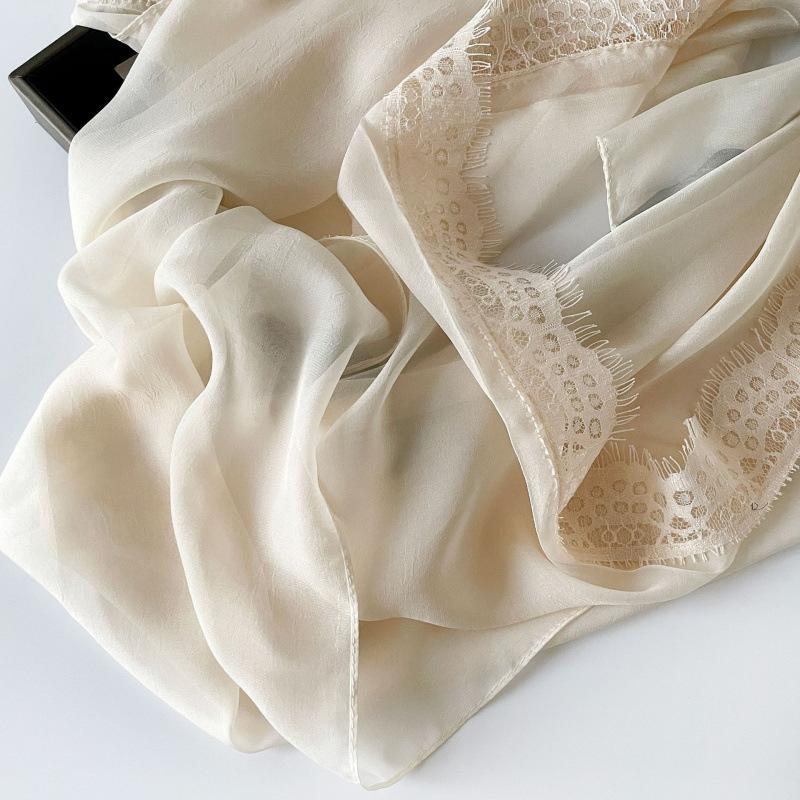 Summer Lace Scarf Shawl Cloud Pattern Yarn Malay Chiffon Scarf Thin Scarf Solid Color Yarn Scarf for Women