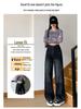 2024 Women's Plus Size Fleece-Lined Wide Leg Jeans - Winter Style, Loose Fit, Narrow Straight Floor-Length Pants
