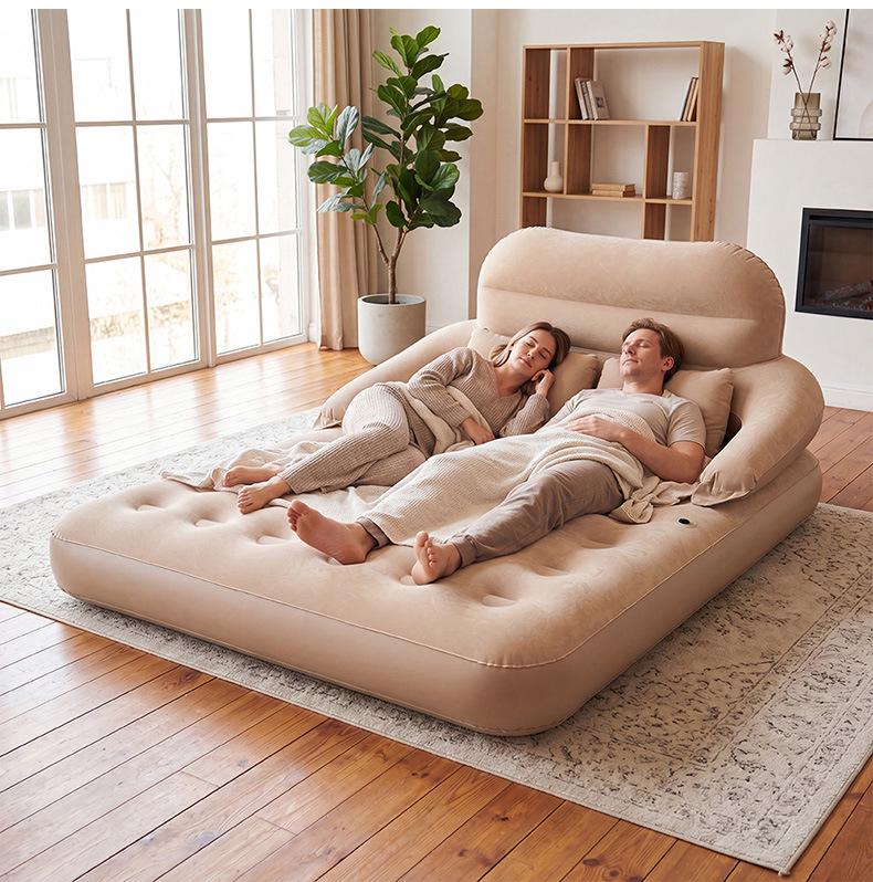 Popular Outdoor PVC Inflatable Mattress with Detachable Backrest Sofa Bed