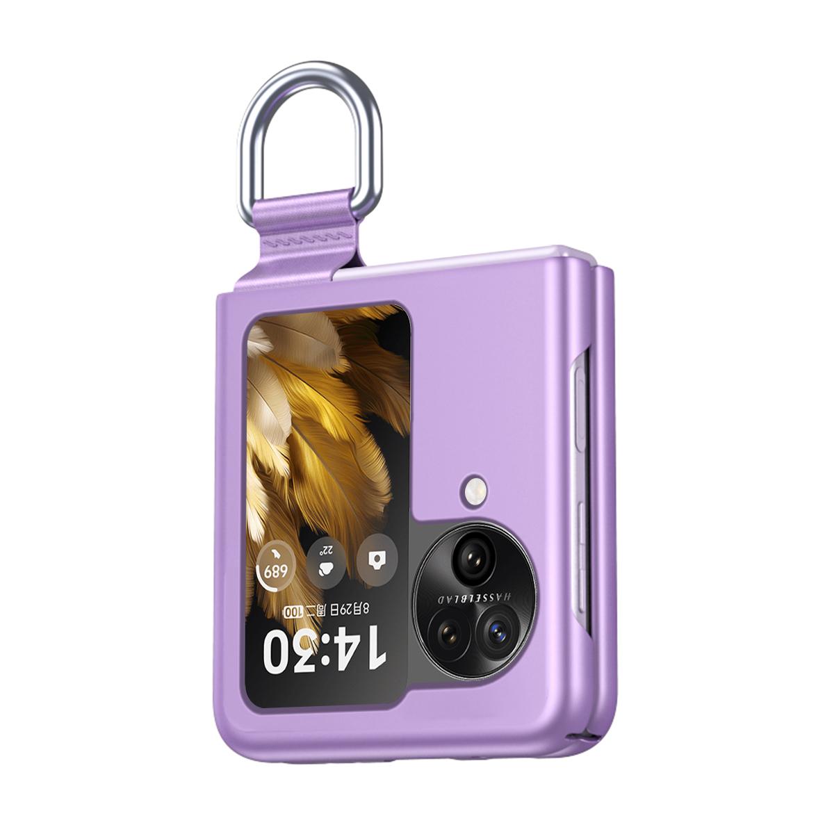 

Anti-Drop Hard PC Phone Case for Oppo Find N3 Flip 5G Ring Finger Holder Shockproof Cover Rose Gold