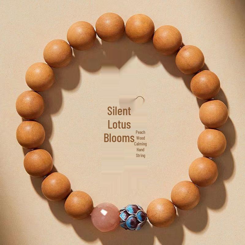 

Браслет унисекс из чистого лотоса, персикового дерева и лунного камня Serene Lotus 8mm