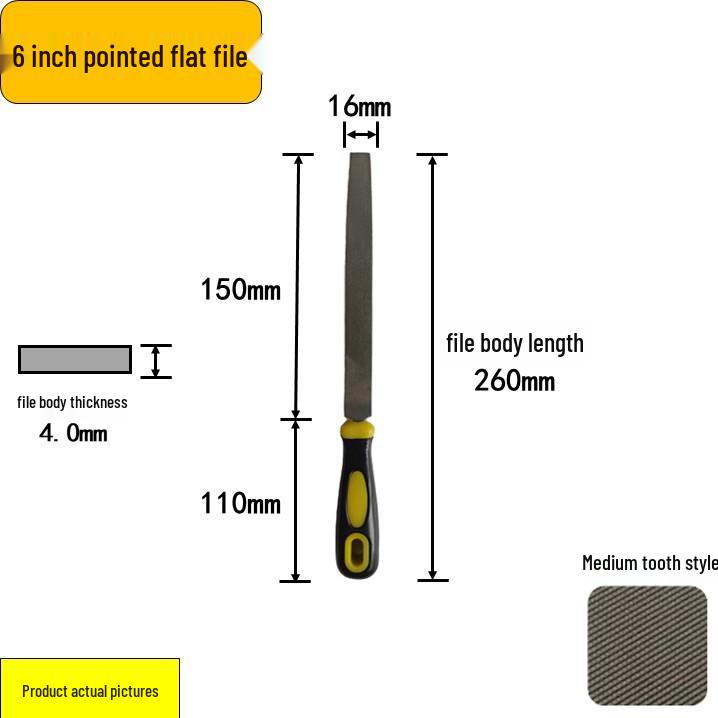 Steel Grinder File - Flat & Triangular Medium-Tooth Wear-Resistant Metal File