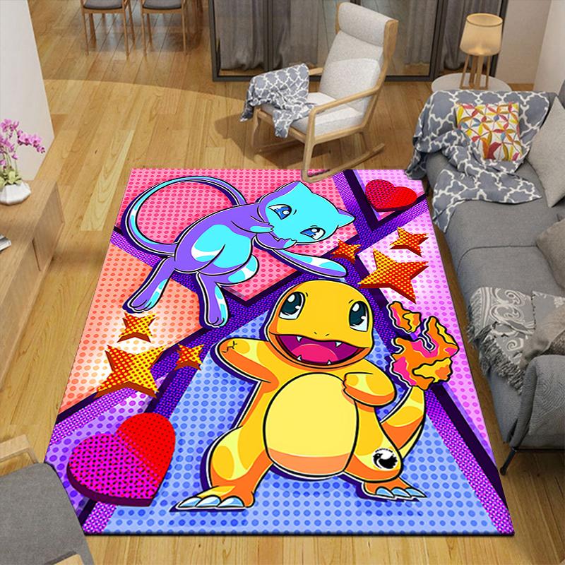 1Pc Pokemon Love Story Rug, Office Carpet Indoor Outdoor Doormat, Non-Slip Soft, Living Room, Christmas Halloween Gift M929406