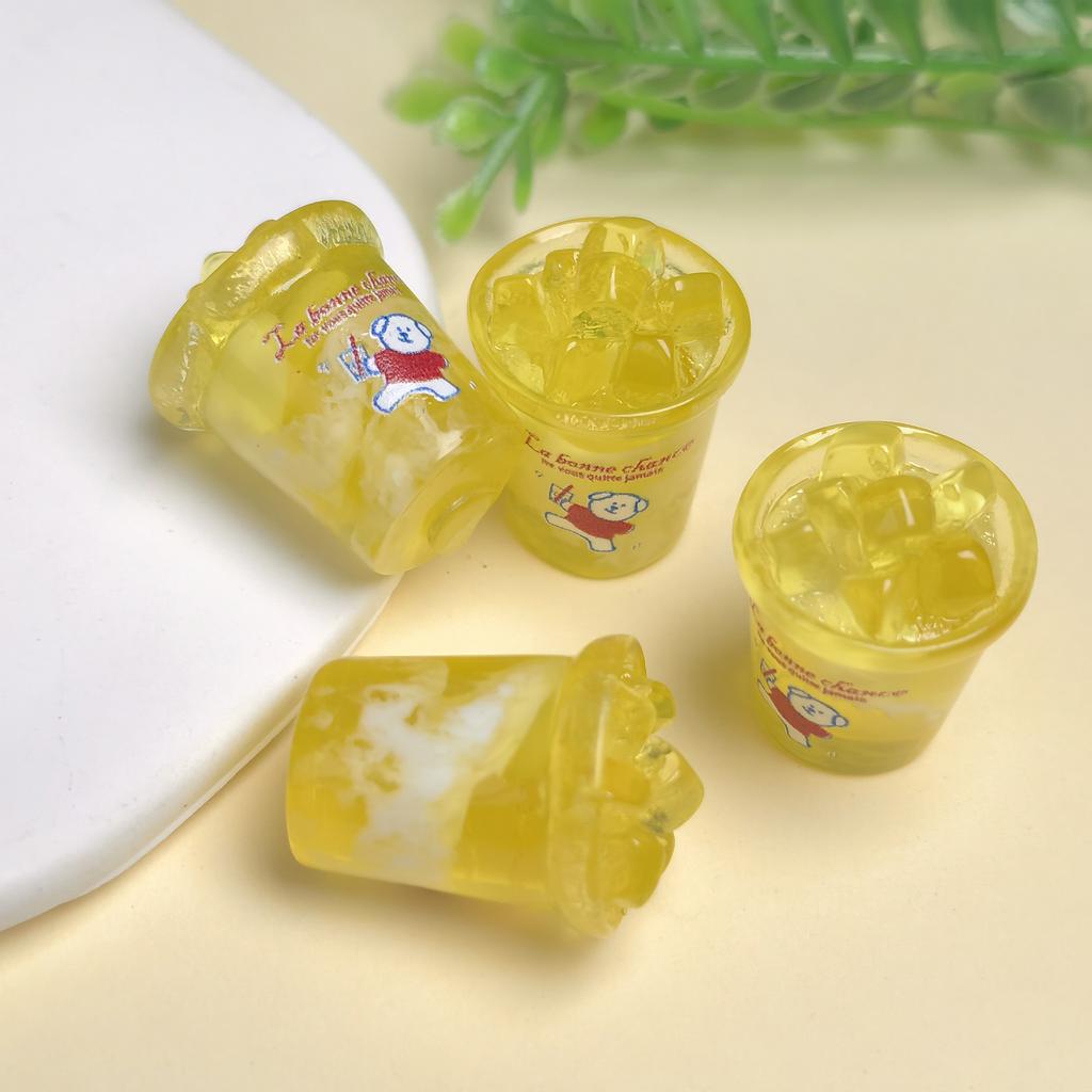 100pcs Kawaii Simulation Milk Bottle Ice Drink Resin Cabochon Mini Crafts For DIY Kitchen Toys Doll House Accessories
