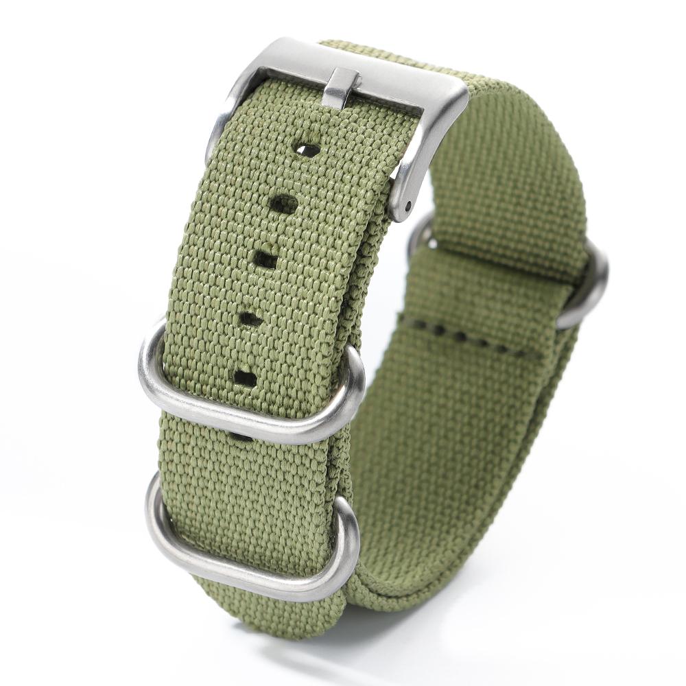 Universal Ribbed Watch Strap Nylon Silver Ring Buckle Band 20mm 22mm Striped Waterproof Bracelet Watch Accessories for Men Women