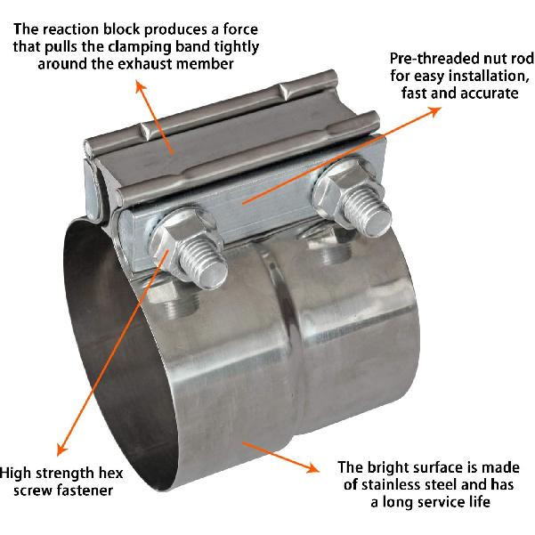 3" Inch Exhaust Clamps Stainless Steel Muffler Band Clamp for 3" Inner Diameter To 3" Outer Diameter Turbo Downpipe Tip Car System Connection (2