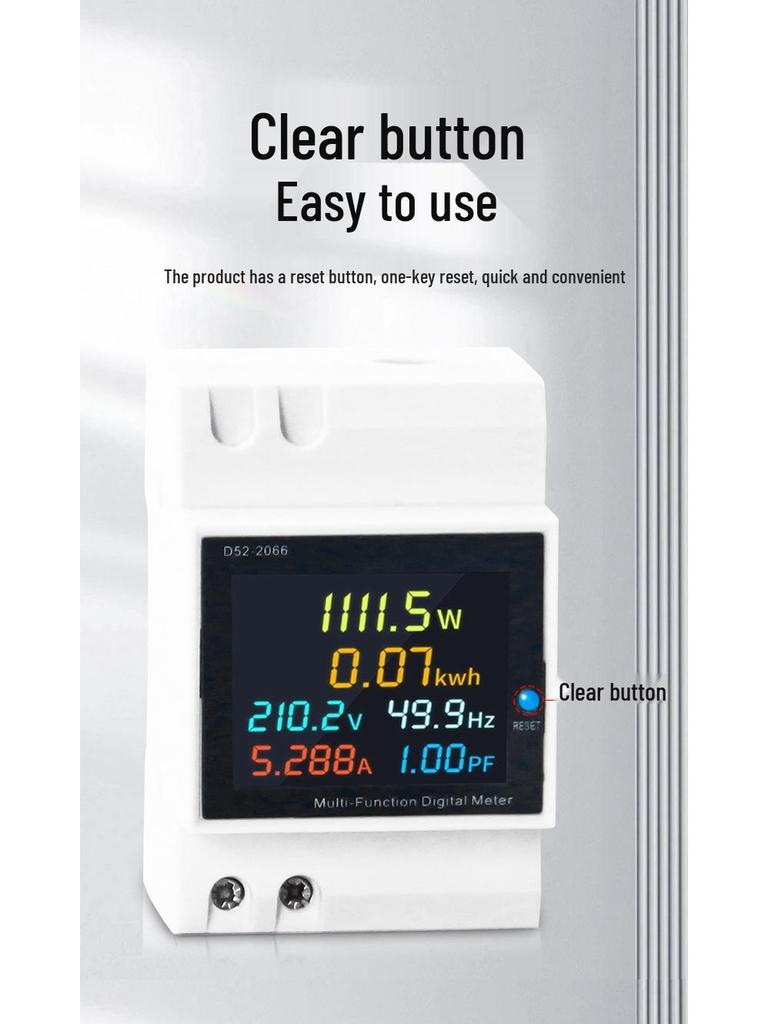 Digital Display Multimeter Single-Phase Smart Voltage Current Power DIN Rail Meter