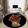 1pc Flame Bones Skull Office Round Area Rug, Indoor Mat Suitable For Office, Under Office Chairs Bedroom Living Room Home Decor, Room Deco
