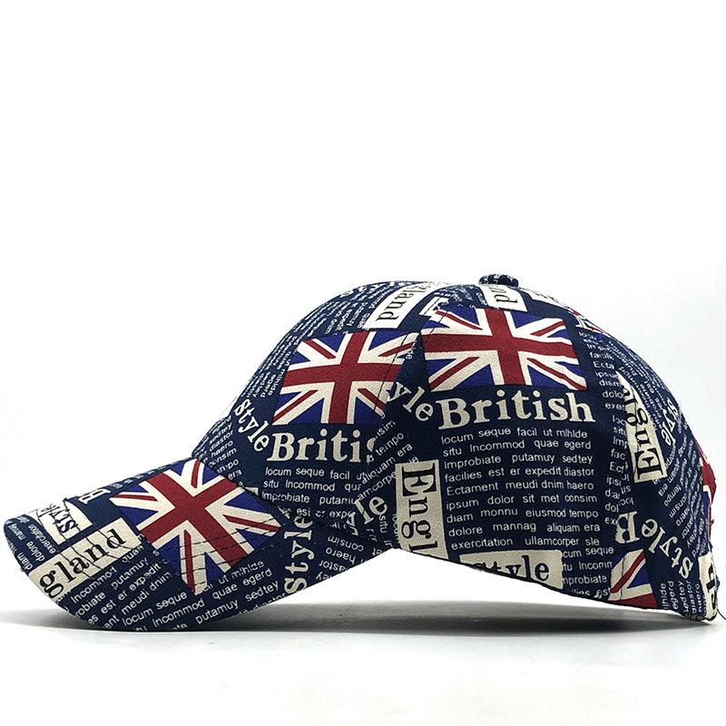 

Retro British Newspaper Print Baseball Cap Union Jack Flag Adjustable Streetwear Hat for Men Women adjustable темно-синього кольору