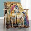 Colorful Unicorn2 Customize Text Blanket Gift Personalized Blanket Ultra-Soft Great for Livingroom Bed Chair Office Chair All-Season Use