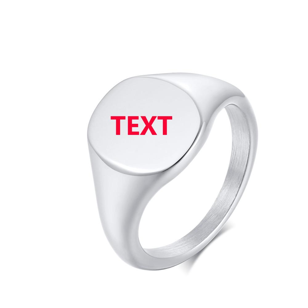 Elegant Personalized Bar Ring for Women Gold Color Stainless Steel Signet Stamp Ring Round Square Initial Custom Jewelry