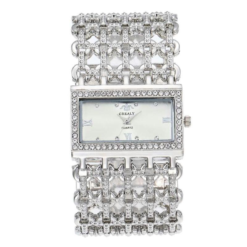 New Fashion Women's Watches Bracelets Watch Casual Wide Bracelet Watch Water Diamond Square Women Watch Rhinestone Quartz Watch