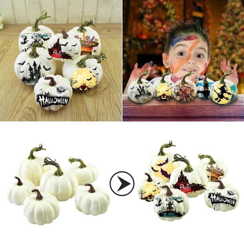 6Pcs Mini White Simulation Pumpkin Fashion Halloween Foam Craft Festival Supplies Decoration