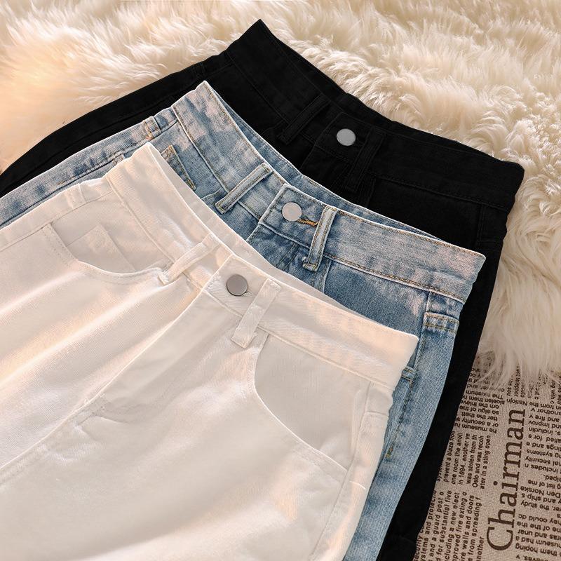 Casual Denim Shorts with Curly Edge Women's New Summer Thin High-waisted Denim