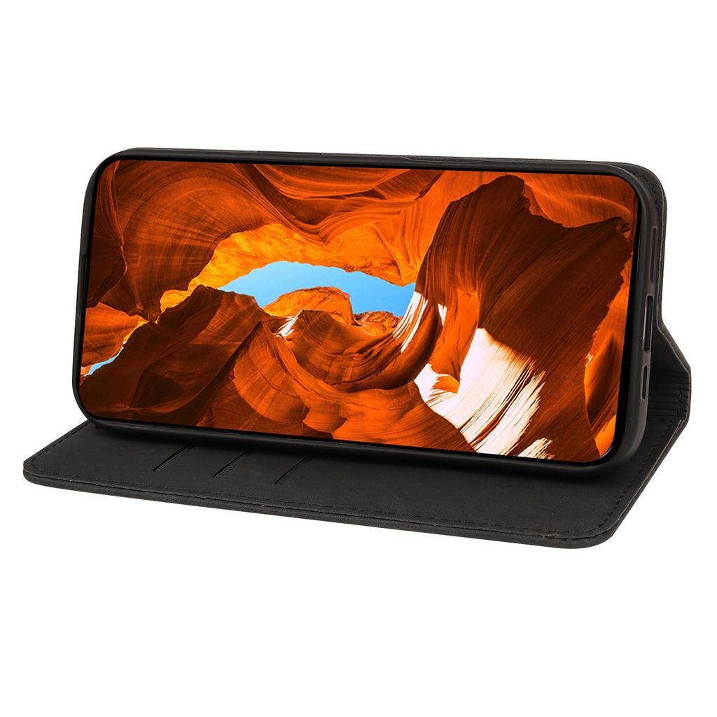 For Samsung Galaxy A17 Case Strong Magnetic Leather Wallet Phone Cover with Striped Texture