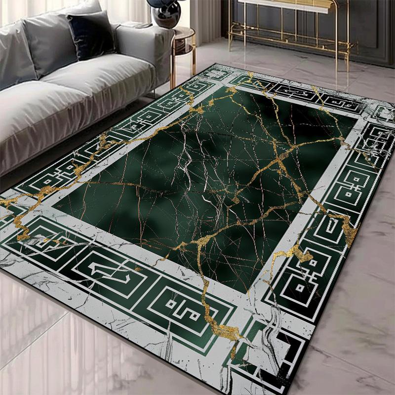 

Современное украшение гостиной Толстый короткий плюшевый ковер Роскошный ковер с мраморным узором Нескользящий коврик для пола для спальни, лаунжа, дивана 60x90cm