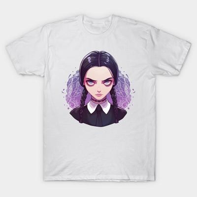 Asian Size Men Black Print T-shirt Wednesday No-Cut Heat Transfer Print Cotton Tshirt