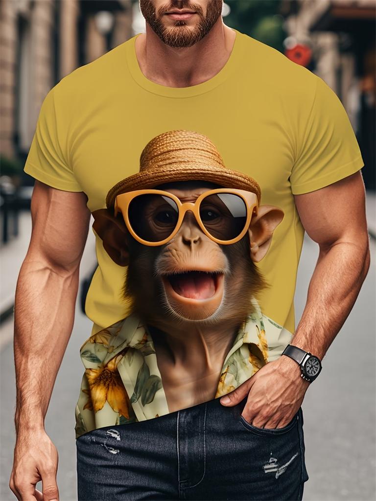Lustiges Affen-Grafik-T-Shirt für Herren Kleidung 3D Cartoon Gorilla Orang-Utan Bedrucktes T-Shirt Unisex Kurzarm Unisex Oberteile T-Shirts