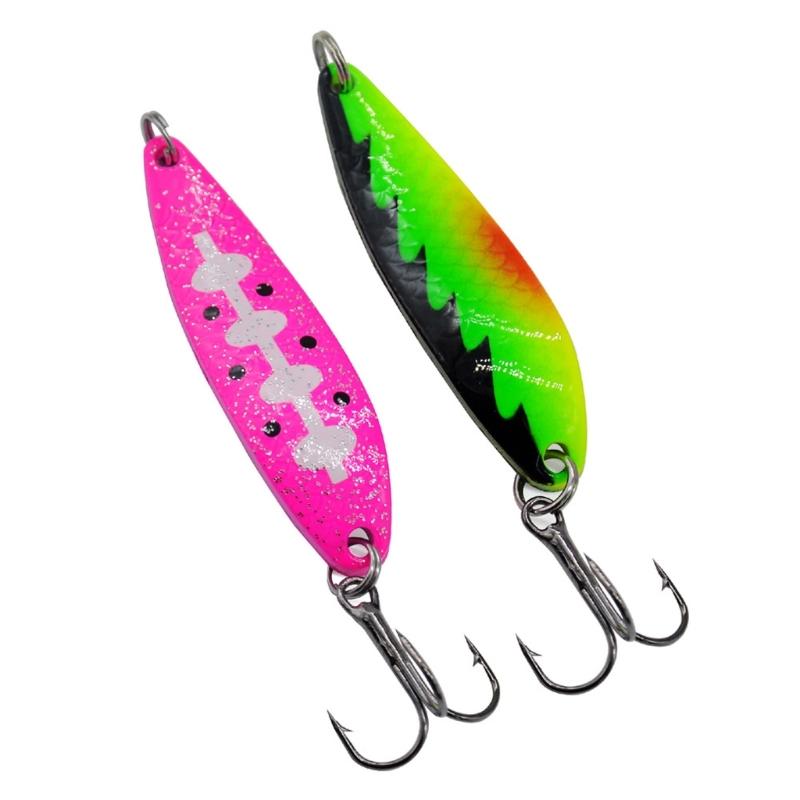 Swimming Fishing Spoons Lures Treble Hook Set Curved Hard Fish Baits Metal Construction Fishing Sequins Lures Baits