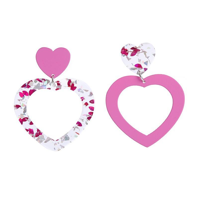 Sweet Personality Mirror-like Acrylic Heart-shaped Pendant Dangle Earrings for Women Romantic Valentine's Day Gift Korea Jewelry