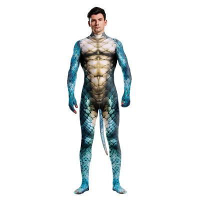 Cadılar Bayramı Yılan Derisi Baskılı Cosplay Kostümü Tulum Purim Karnaval Partisi Uzun Kollu Body Kıyafet Mujer