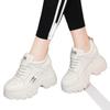 High Platform Sneakers für Damen Schwarze Leder-Sneakers Damen Chunky Sneakers Dicke Sohle Freizeitschuhe Damen Schuhe zur Höhenvergrößerung