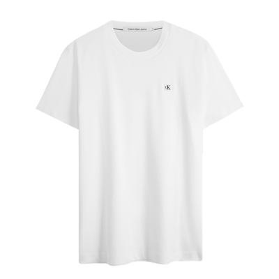 Embroidered Square Logo Casual Cotton Crew Neck Short Sleeve T-Shirt Unisex Tops Moonlight-White J324899-YAF