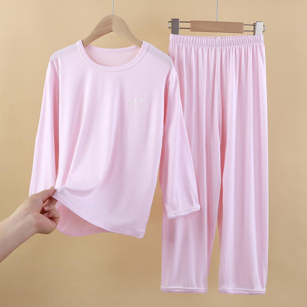 Children's Modal Suit Summer Thin Long-sleeved Air-conditioned Suit for Boys, Medium and Large Children's Home Clothes Pajamas Suit