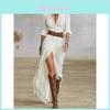 Elegante Vestito Vintage Stile Francese Scollo a V Cintura in Vita Manica Lunga per Ufficio e Uso Casual