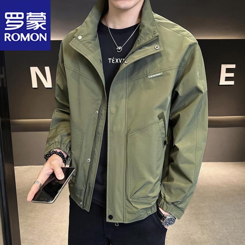 ROMON Men's Slim Fit Stand Collar Jacket