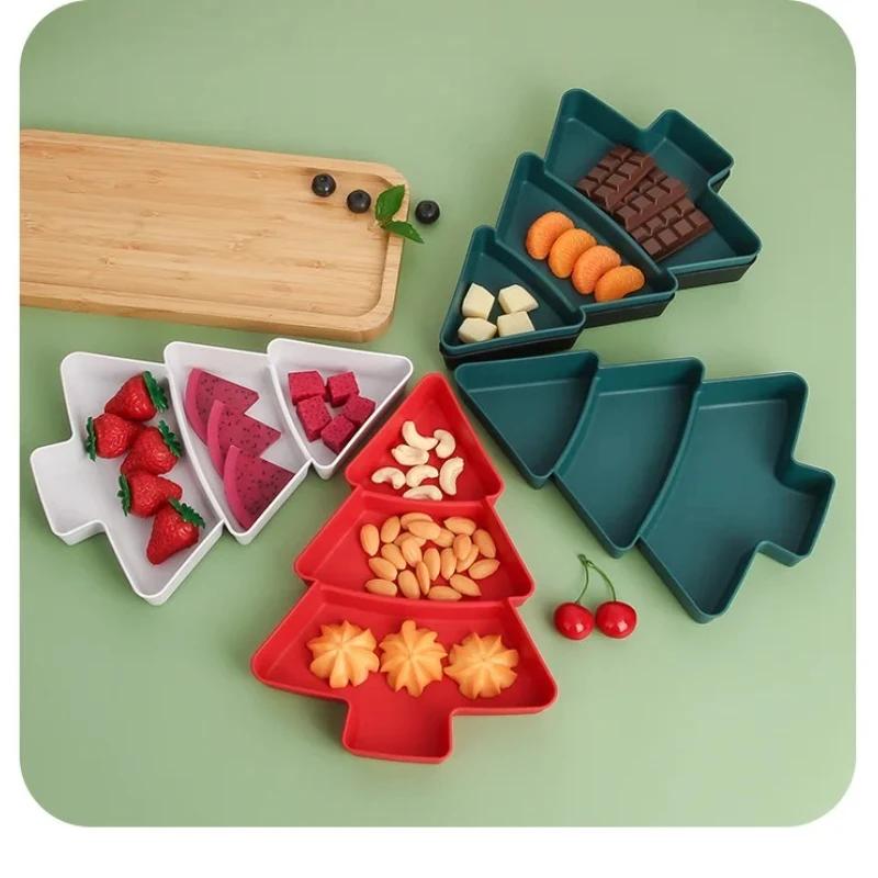 1pcs Creative Christmas Tree Trunk Fruit Tray Home Christmas Party Decoration Partition Plate Snack Candy Lazy Snack Tray Gift