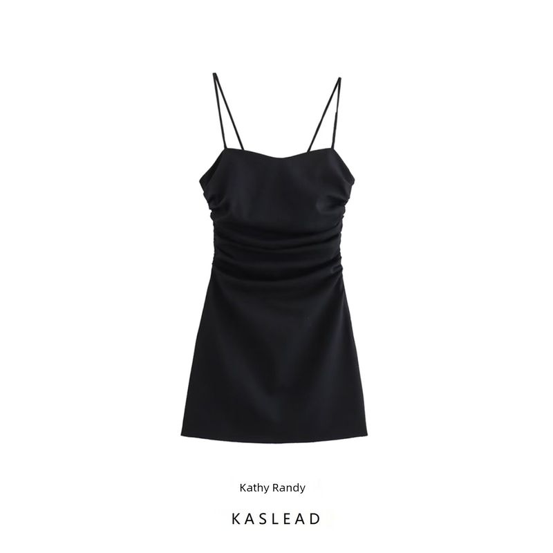 Kaslead New Arrival Women's Clothing Fashion Style Fashion Linen Blended Mini Ruched Dress 3196729