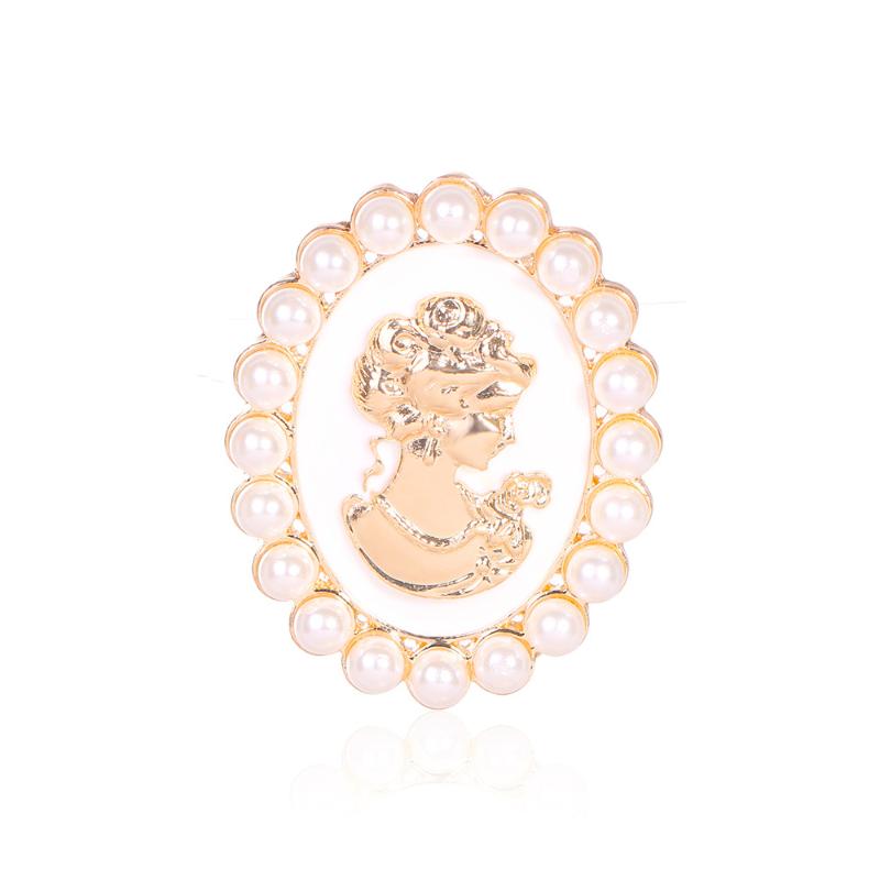 Vintage Lady Head Badge Brooches For Women Pearl Classic Beauty Portrait Oval Brooch Pin Retro Party Jewelry Gifts