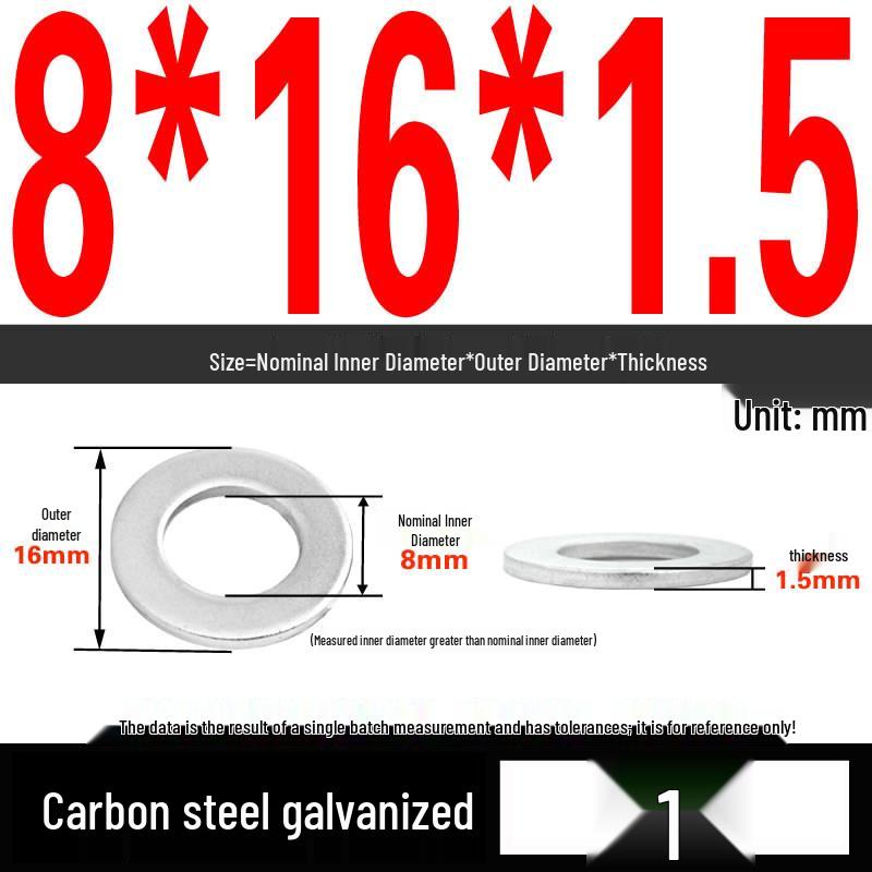 GB97 Galvanized Flat Washer M3-M42 - Full Specifications
